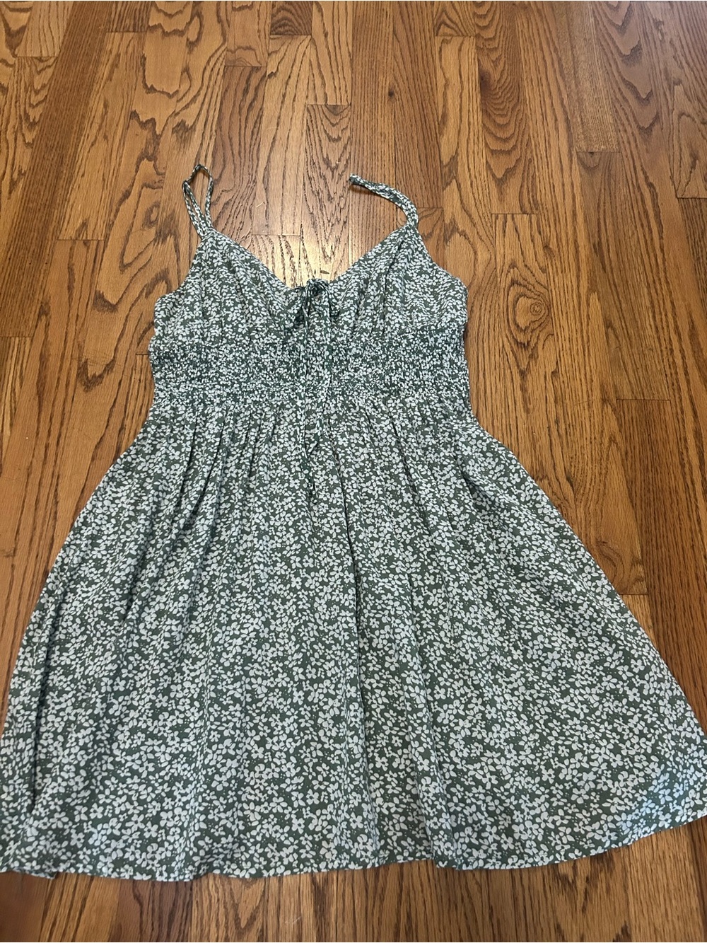 Green and White floral dress